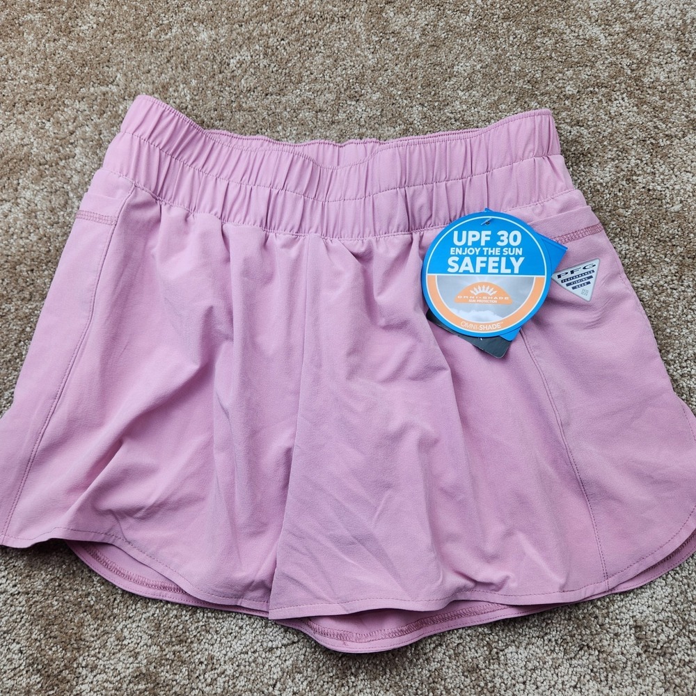 Columbia PFG Tidal Light Lined Shorts Pink Womens Small UPF 30 FL0306-596 3in